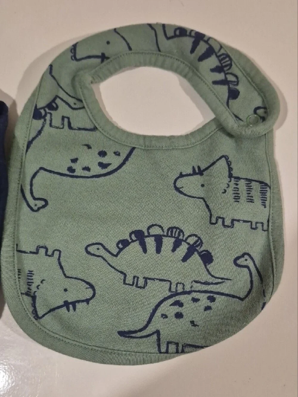 Two-Pack Baby Bibs in Green Dinosaur Print and Navy